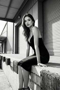 Petra - CONTRAST LACE BRALETTE + 50TH ANNIVERSARY LEATHER TROUSERS WITH DARTS AND BELT - B&W Loading Dock