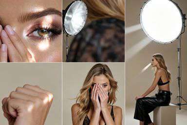 Anna 2 - LACE TRIANGLE BRALETTE + 50TH ANNIVERSARY LEATHER TROUSERS WITH DARTS AND BELT - Editorial 3x3 Grid